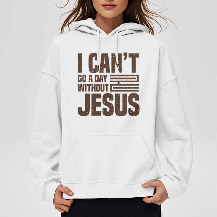Christianartworkshop Sweat à capuche en polyester doublé polaire style classique « Je ne peux pas passer une journée sans Jésus » - image 2
