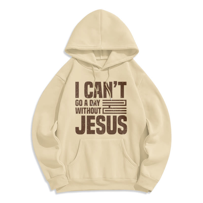 Christianartworkshop Sweat à capuche en polyester doublé polaire style classique « Je ne peux pas passer une journée sans Jésus » - Beige - 2XL - image 10