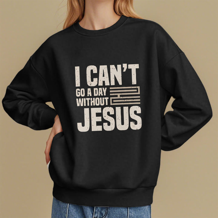 Sweat-shirt en polyester doublé polaire style classique « Je ne peux pas passer une journée sans Jésus » de Christianartworkshop - image 7