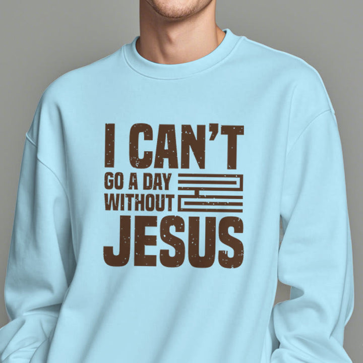Sweat-shirt en polyester doublé polaire style classique « Je ne peux pas passer une journée sans Jésus » de Christianartworkshop - image 28