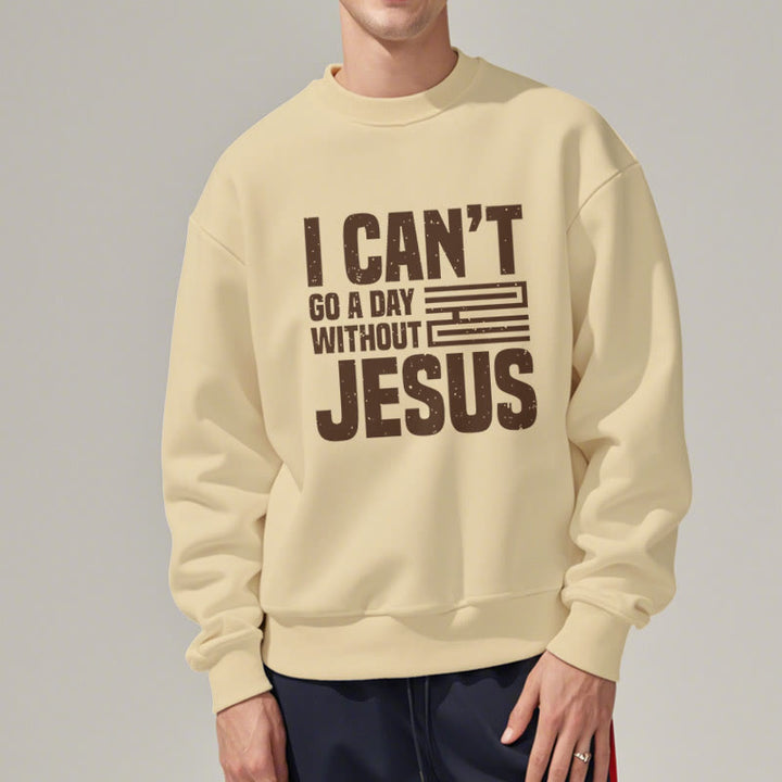 Sweat-shirt en polyester doublé polaire style classique « Je ne peux pas passer une journée sans Jésus » de Christianartworkshop - image 13