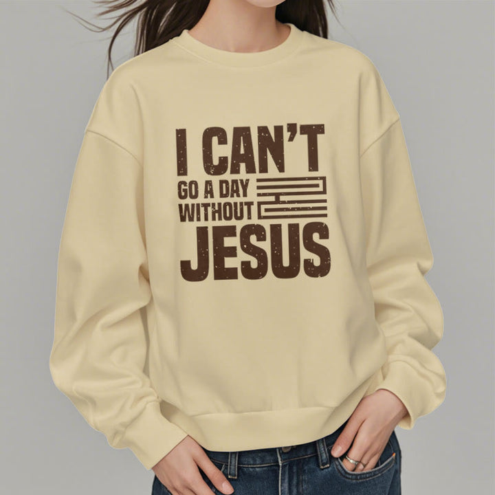 Sweat-shirt en polyester doublé polaire style classique « Je ne peux pas passer une journée sans Jésus » de Christianartworkshop - image 12