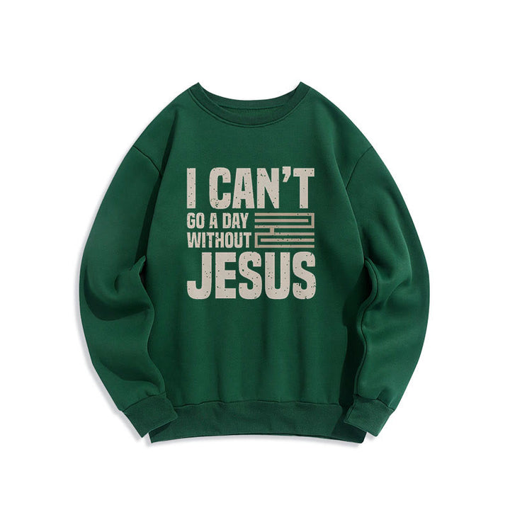 Sweat-shirt en polyester doublé polaire style classique « Je ne peux pas passer une journée sans Jésus » de Christianartworkshop - Vert - 2XL - image 20