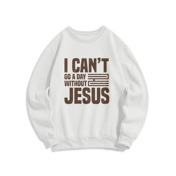 Sweat-shirt en polyester doublé polaire style classique « Je ne peux pas passer une journée sans Jésus » de Christianartworkshop - Blanc - 2XL - image 0