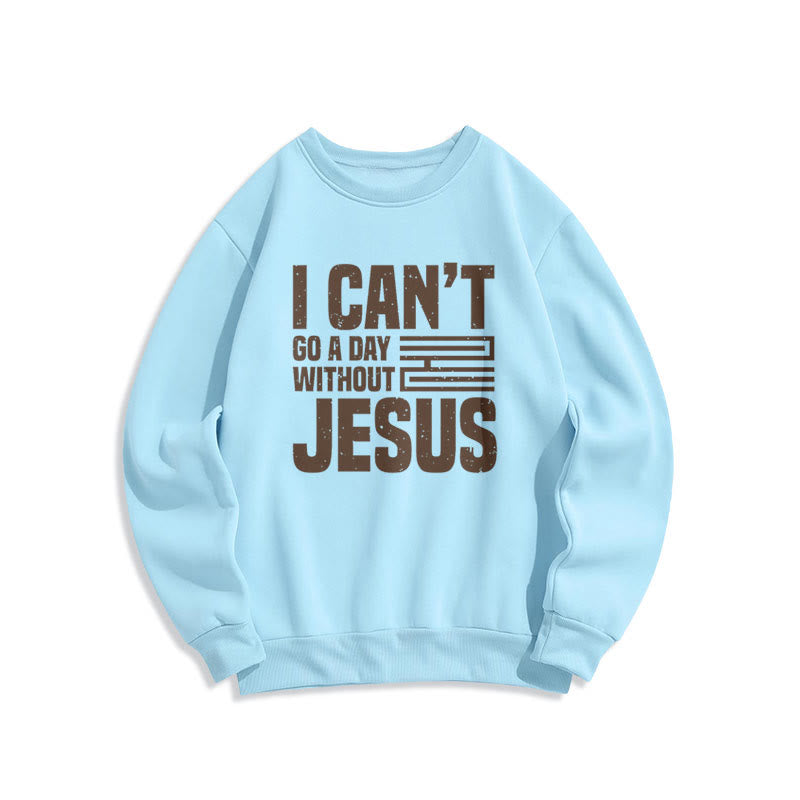 Sweat-shirt en polyester doublé polaire style classique « Je ne peux pas passer une journée sans Jésus » de Christianartworkshop - Bleu - 2XL - image 25