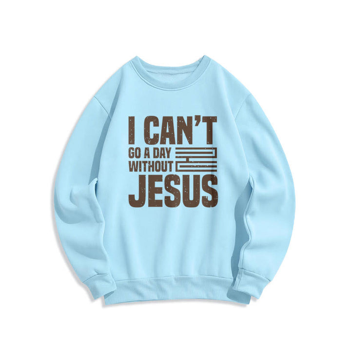 Sweat-shirt en polyester doublé polaire style classique « Je ne peux pas passer une journée sans Jésus » de Christianartworkshop - Bleu - 2XL - image 25
