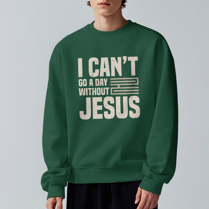 Sweat-shirt en polyester doublé polaire style classique « Je ne peux pas passer une journée sans Jésus » de Christianartworkshop - image 23