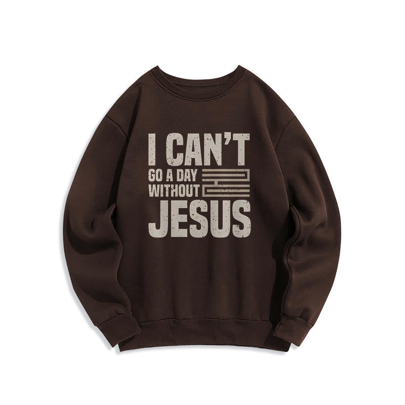 Sweat-shirt en polyester doublé polaire style classique « Je ne peux pas passer une journée sans Jésus » de Christianartworkshop - Brun - 2XL - image 15