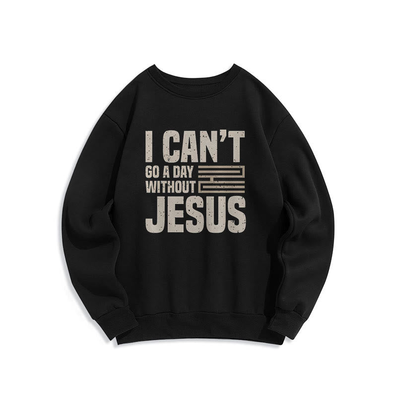 Sweat-shirt en polyester doublé polaire style classique « Je ne peux pas passer une journée sans Jésus » de Christianartworkshop - Noir - 2XL - image 5