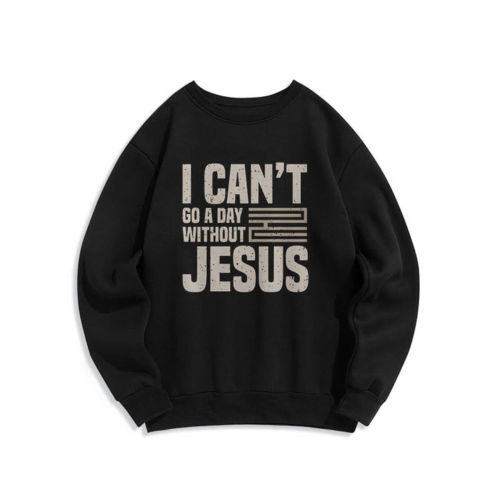 Sweat-shirt en polyester doublé polaire style classique « Je ne peux pas passer une journée sans Jésus » de Christianartworkshop - Noir - 2XL - image 5
