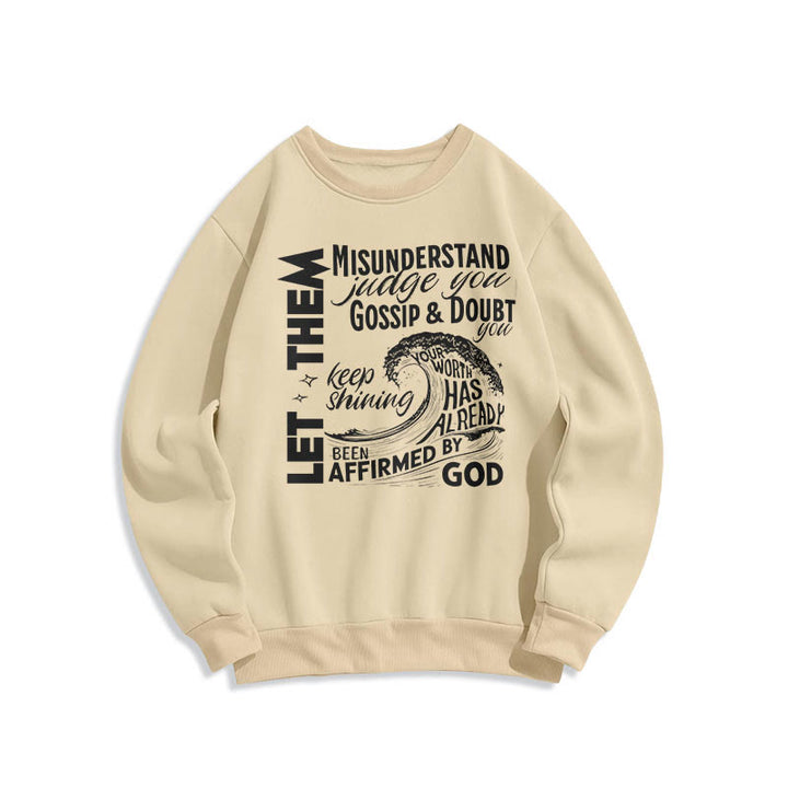 Sweat-shirt en polyester doublé polaire Christianartworkshop, style moderne, « Affirmé par Dieu ». - Beige - 2XL - image 0