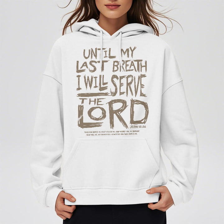 Sweat à capuche en polyester doublé polaire « Je servirai le Seigneur » style Christianartworkshop - image 1