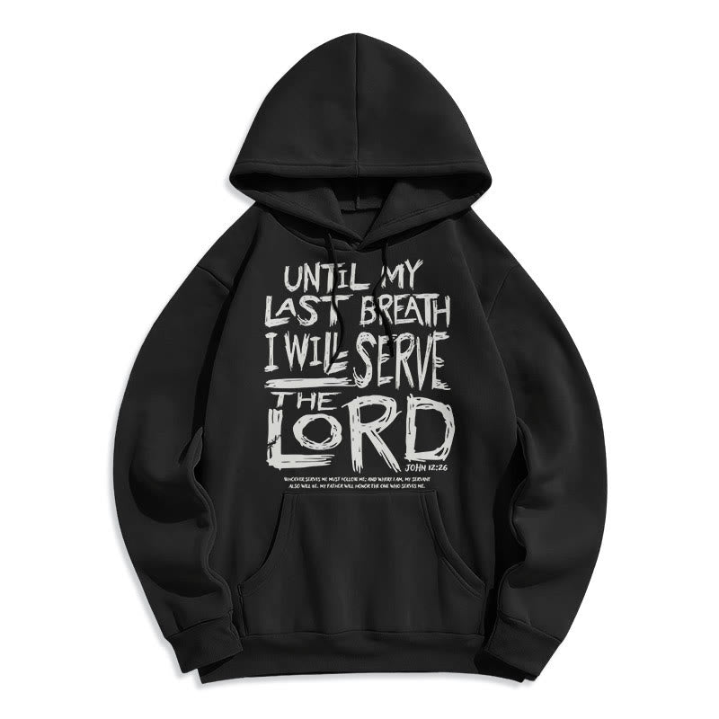 Sweat à capuche en polyester doublé polaire « Je servirai le Seigneur » style Christianartworkshop - Noir - 2XL - image 5