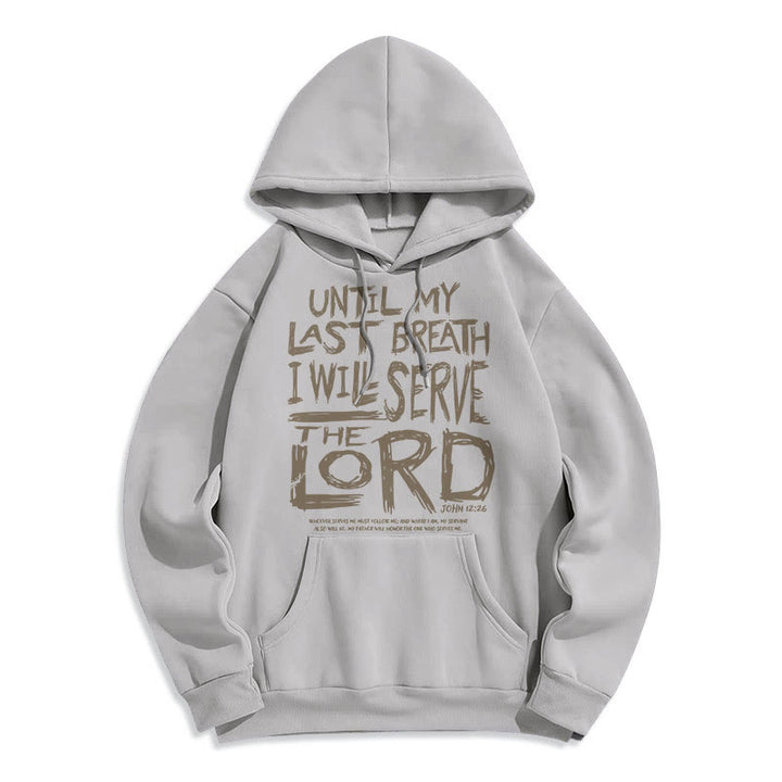 Sweat à capuche en polyester doublé polaire « Je servirai le Seigneur » style Christianartworkshop - Gris - 2XL - image 24