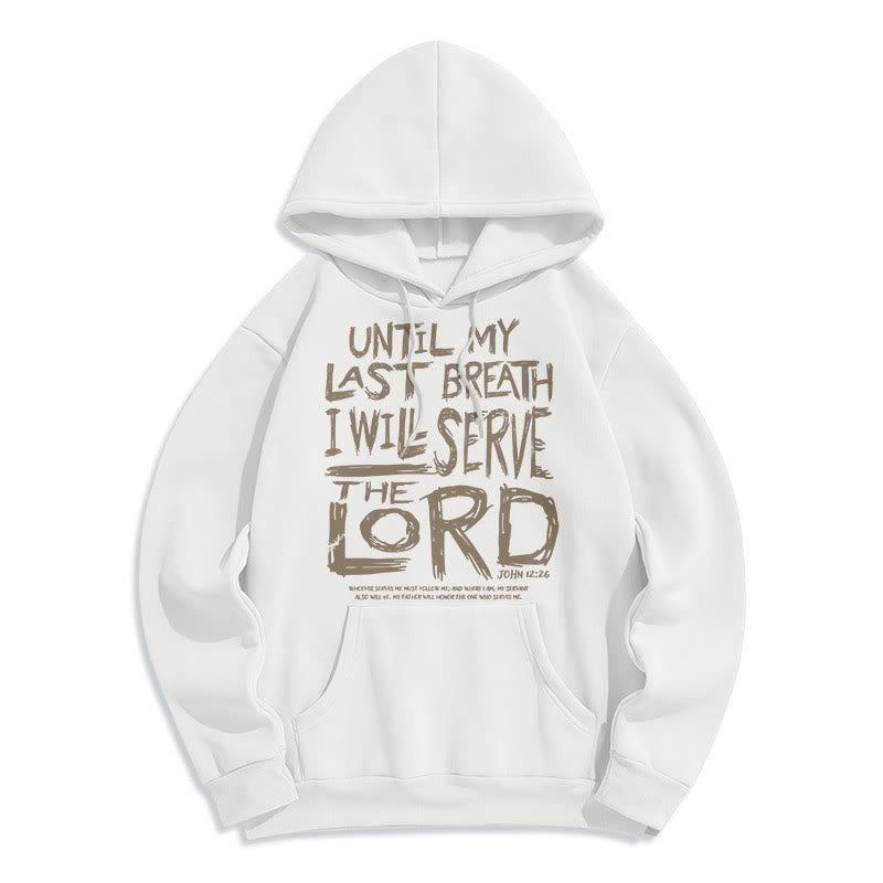 Sweat à capuche en polyester doublé polaire « Je servirai le Seigneur » style Christianartworkshop - Blanc - 2XL - image 0