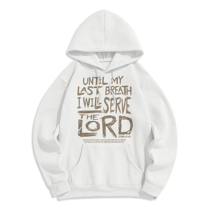 Sweat à capuche en polyester doublé polaire « Je servirai le Seigneur » style Christianartworkshop - Blanc - 2XL - image 0
