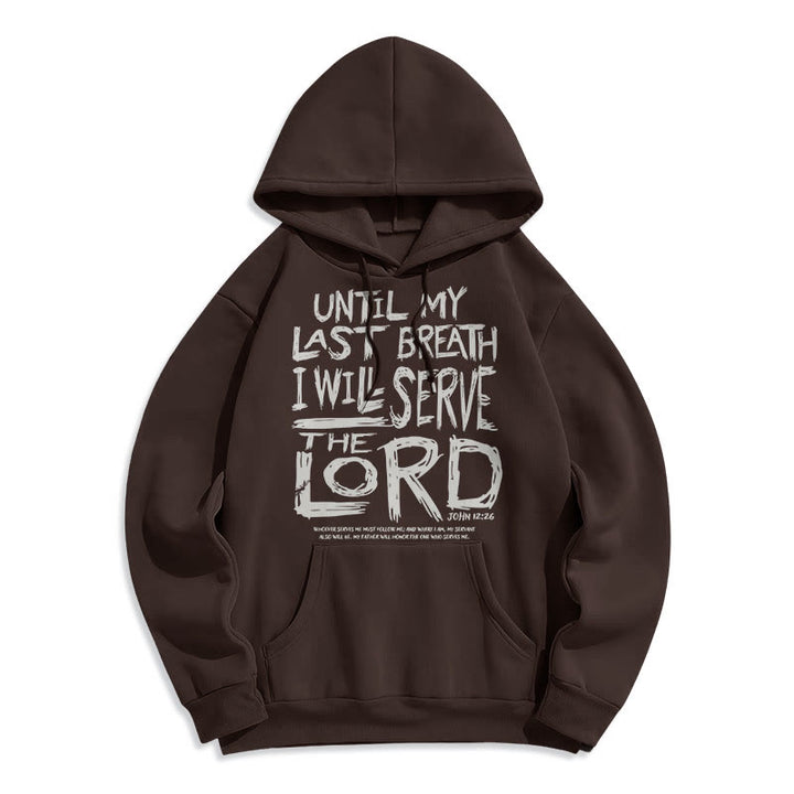 Sweat à capuche en polyester doublé polaire « Je servirai le Seigneur » style Christianartworkshop - Brun - 2XL - image 13