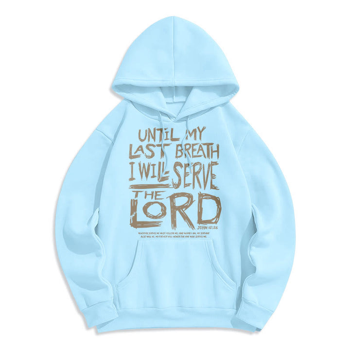 Sweat à capuche en polyester doublé polaire « Je servirai le Seigneur » style Christianartworkshop - Bleu - 2XL - image 19
