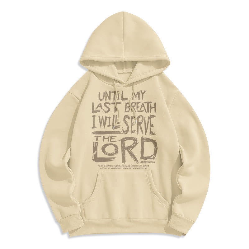 Sweat à capuche en polyester doublé polaire « Je servirai le Seigneur » style Christianartworkshop - Beige - 2XL - image 10