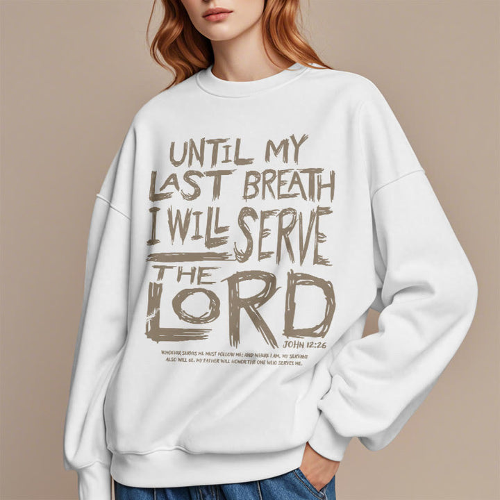 Sweat-shirt en polyester doublé polaire « Je servirai le Seigneur » style Christianartworkshop - image 1