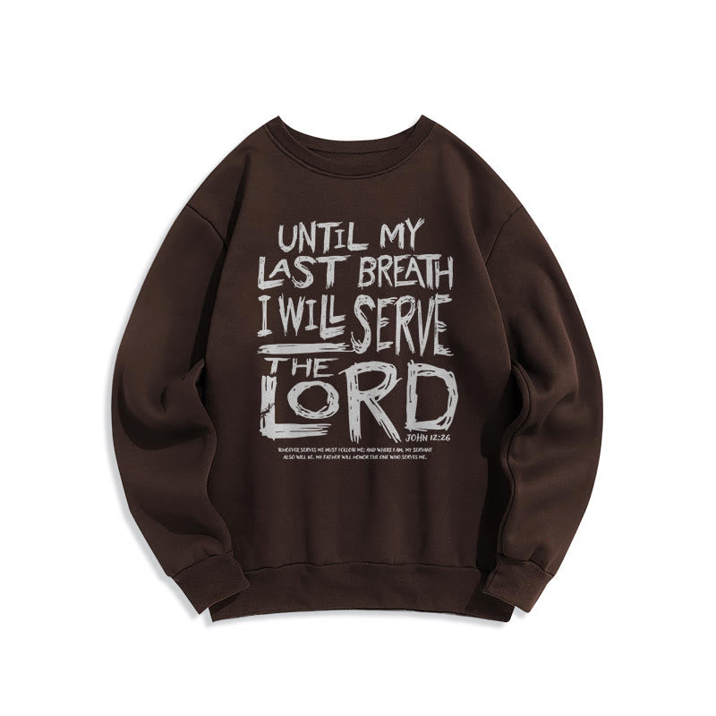Sweat-shirt en polyester doublé polaire « Je servirai le Seigneur » style Christianartworkshop - Brun - 2XL - image 15