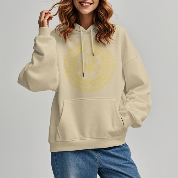 Sweat à capuche en polyester doublé polaire, style classique, orné de l'emblème sacré Chi-rho et d'une couronne de laurier, signé Christianartworkshop - image 13