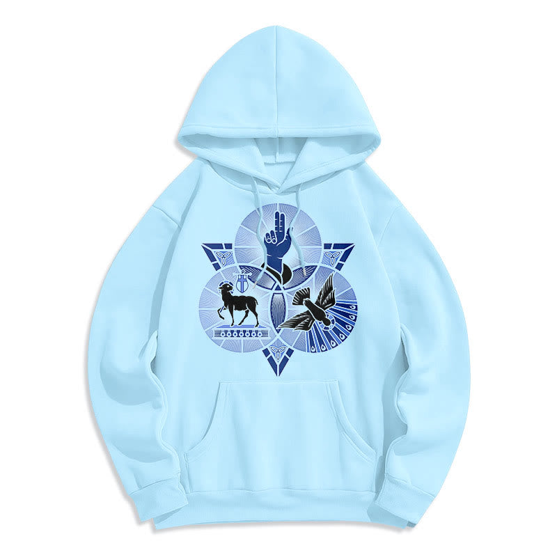 Christianartworkshop Sweat à capuche en polyester doublé polaire, style moderne, Saint Benoît, Agneau de Dieu, Colombe - Bleu - 2XL - image 25