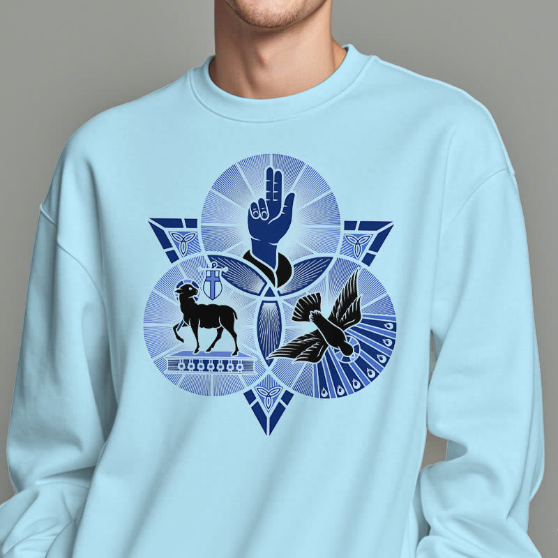 Sweat-shirt en polyester doublé polaire style moderne Saint Benoît Agneau de Dieu Colombe, Christianartworkshop - image 28