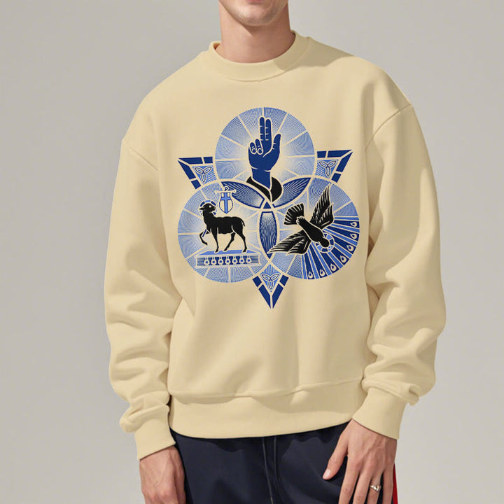 Sweat-shirt en polyester doublé polaire style moderne Saint Benoît Agneau de Dieu Colombe, Christianartworkshop - image 13