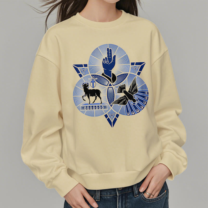 Sweat-shirt en polyester doublé polaire style moderne Saint Benoît Agneau de Dieu Colombe, Christianartworkshop - image 12
