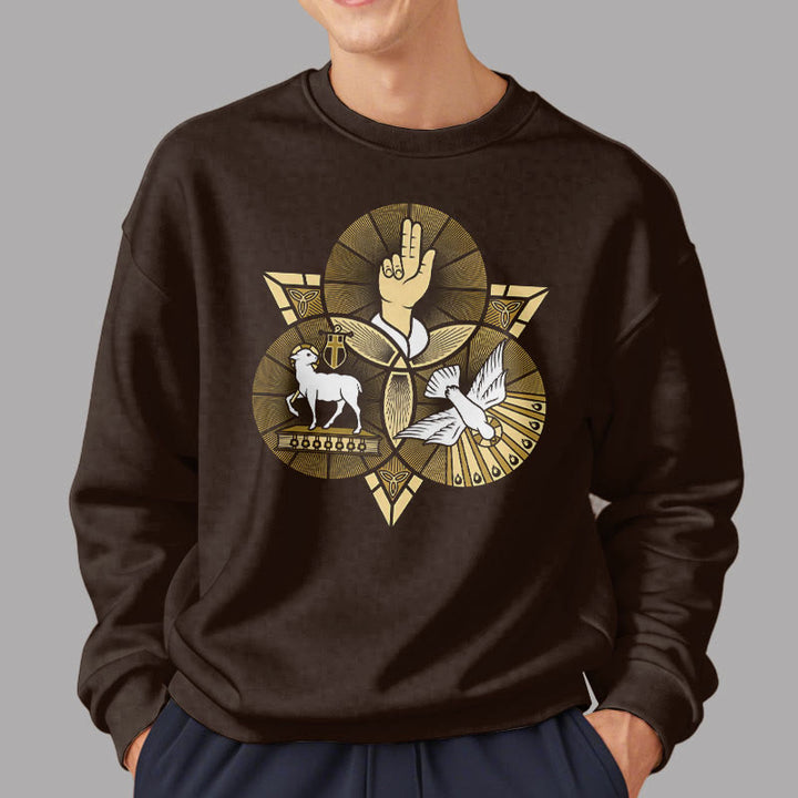 Sweat-shirt en polyester doublé polaire style moderne Saint Benoît Agneau de Dieu Colombe, Christianartworkshop - image 18