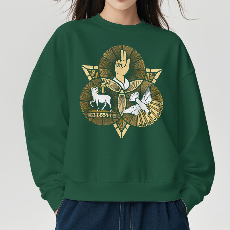 Sweat-shirt en polyester doublé polaire style moderne Saint Benoît Agneau de Dieu Colombe, Christianartworkshop - image 22
