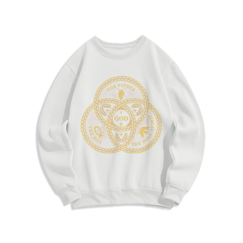 Sweat-shirt en polyester doublé polaire style classique « Sainte Trinité » de Christianartworkshop - Blanc - 2XL - image 5