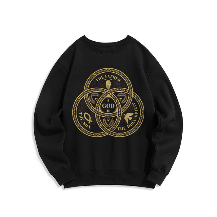Sweat-shirt en polyester doublé polaire style classique « Sainte Trinité » de Christianartworkshop - Noir - 2XL - image 0