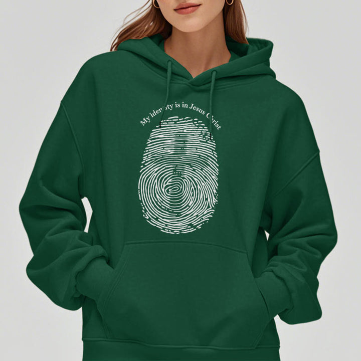 Christianartworkshop Sweat à capuche en polyester doublé polaire style classique « Mon identité est en Jésus-Christ » - image 23