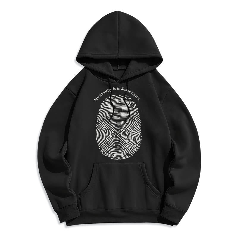 Christianartworkshop Sweat à capuche en polyester doublé polaire style classique « Mon identité est en Jésus-Christ » - Noir - 2XL - image 5