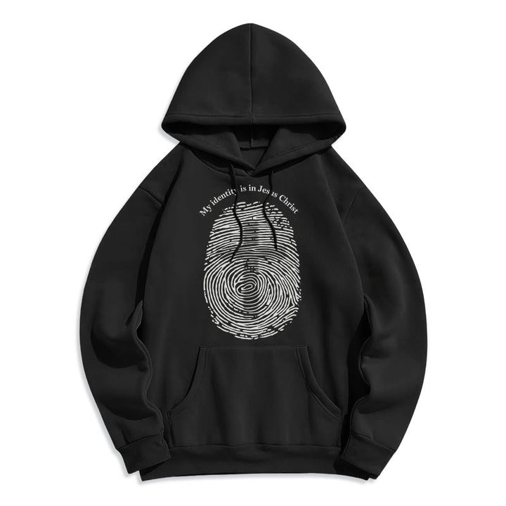 Christianartworkshop Sweat à capuche en polyester doublé polaire style classique « Mon identité est en Jésus-Christ » - Noir - 2XL - image 5