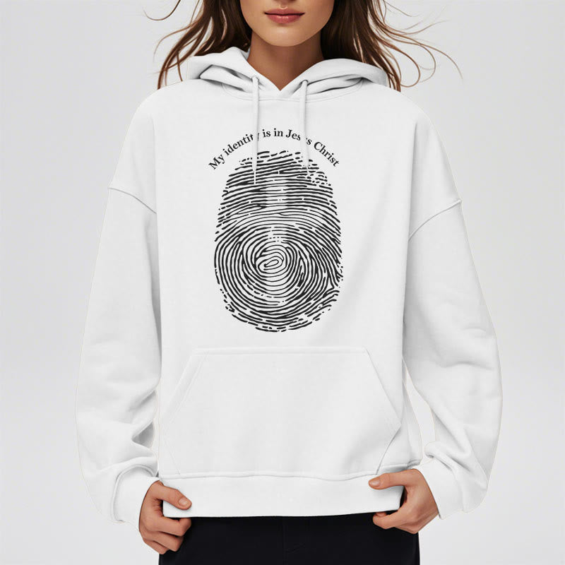 Christianartworkshop Sweat à capuche en polyester doublé polaire style classique « Mon identité est en Jésus-Christ » - image 2