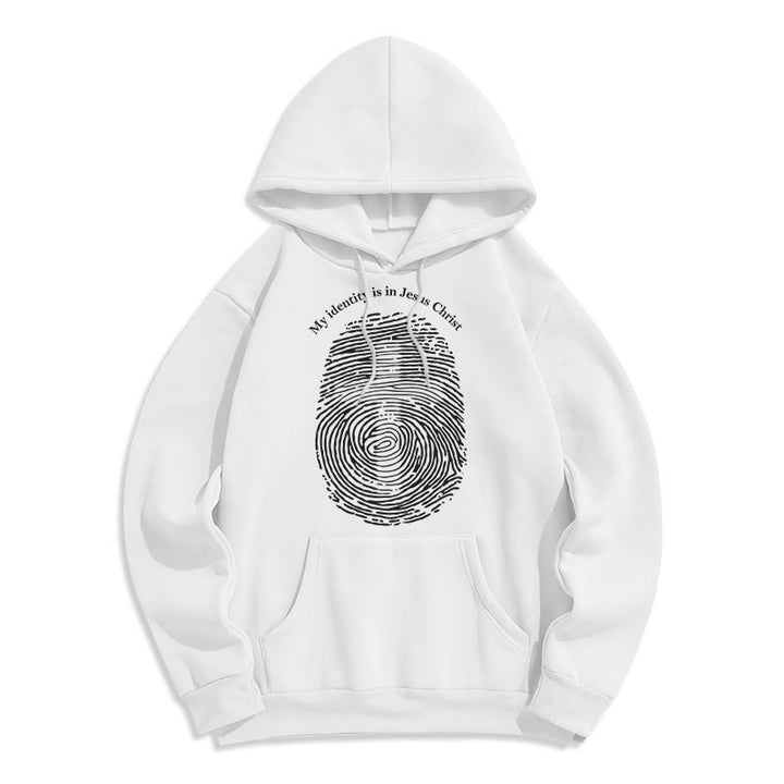 Christianartworkshop Sweat à capuche en polyester doublé polaire style classique « Mon identité est en Jésus-Christ » - Blanc - 2XL - image 0