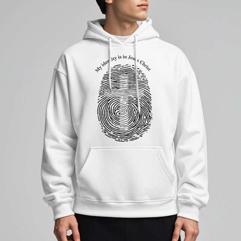 Christianartworkshop Sweat à capuche en polyester doublé polaire style classique « Mon identité est en Jésus-Christ » - image 1