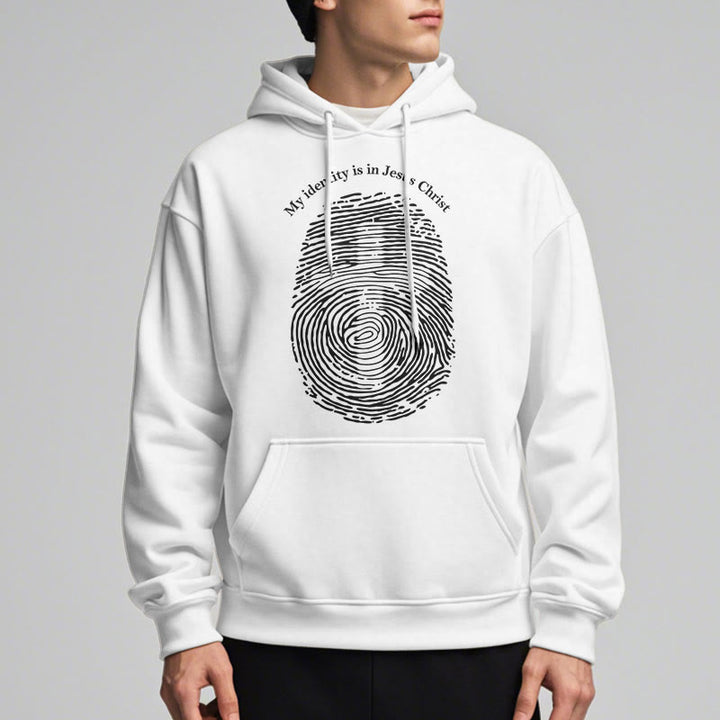 Christianartworkshop Sweat à capuche en polyester doublé polaire style classique « Mon identité est en Jésus-Christ » - image 1
