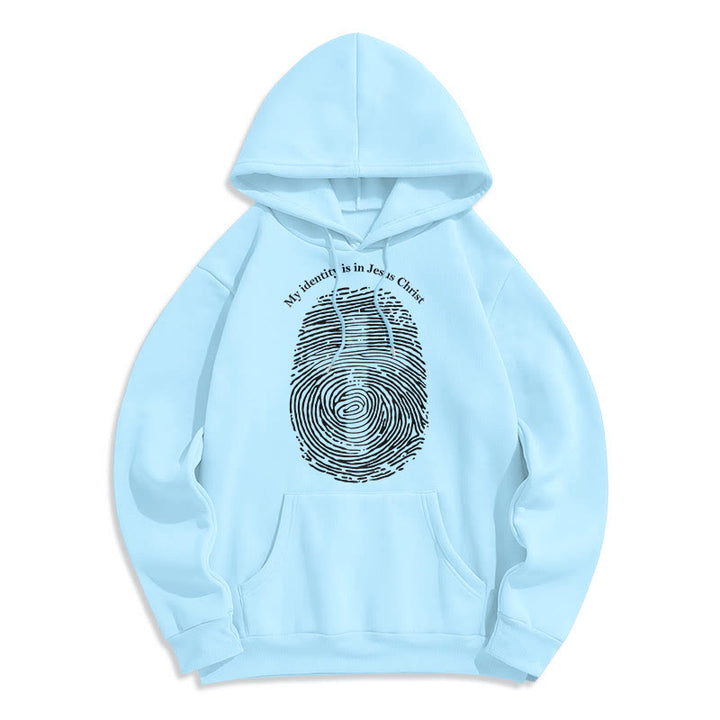 Christianartworkshop Sweat à capuche en polyester doublé polaire style classique « Mon identité est en Jésus-Christ » - Bleu - 2XL - image 25
