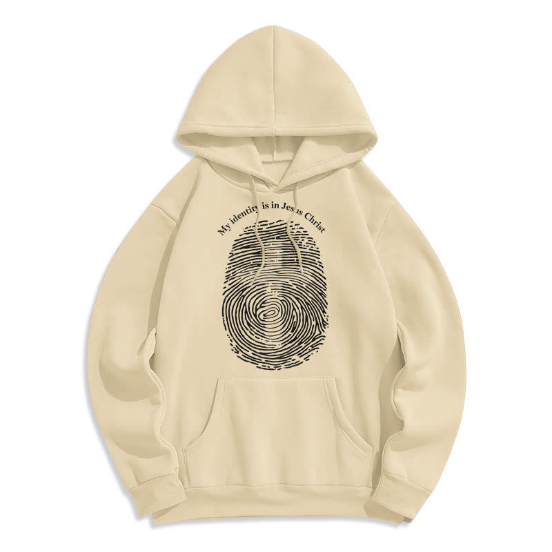 Christianartworkshop Sweat à capuche en polyester doublé polaire style classique « Mon identité est en Jésus-Christ » - Beige - 2XL - image 10