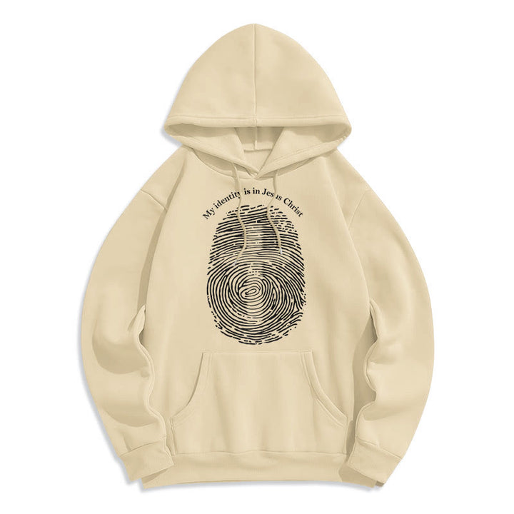 Christianartworkshop Sweat à capuche en polyester doublé polaire style classique « Mon identité est en Jésus-Christ » - Beige - 2XL - image 10