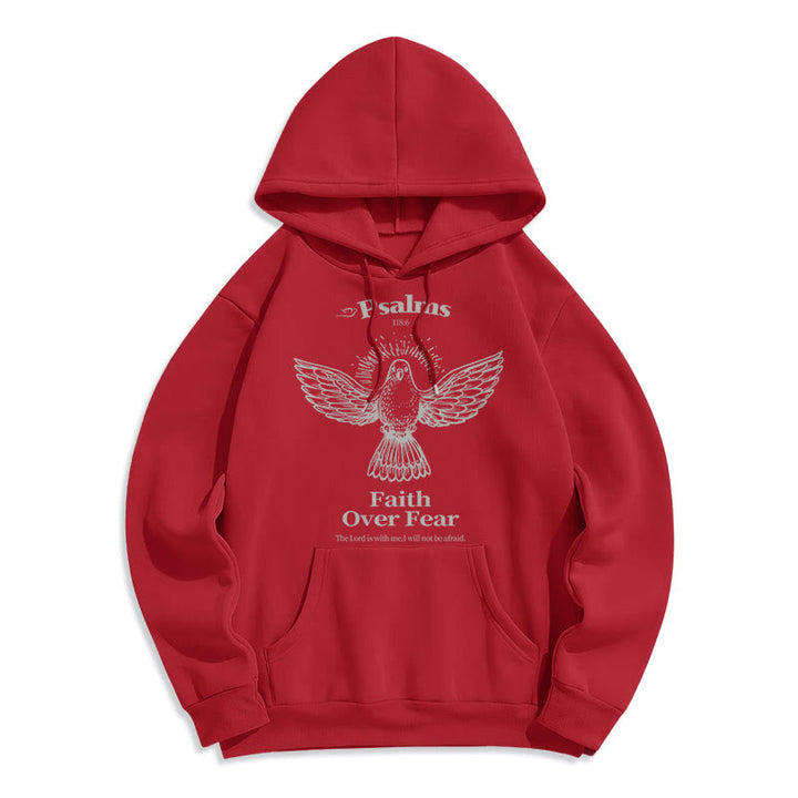 Sweat à capuche en polyester doublé polaire avec citation classique « La foi plutôt que la peur » de Christianartworkshop - Rouge - 2XL - image 35