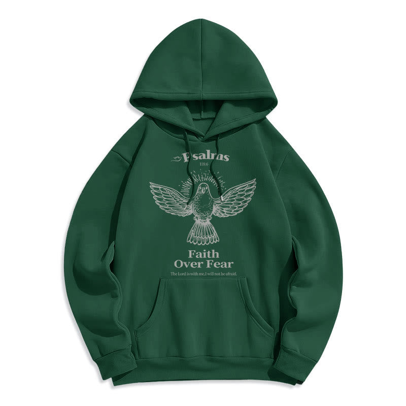 Sweat à capuche en polyester doublé polaire avec citation classique « La foi plutôt que la peur » de Christianartworkshop - Vert - 2XL - image 25