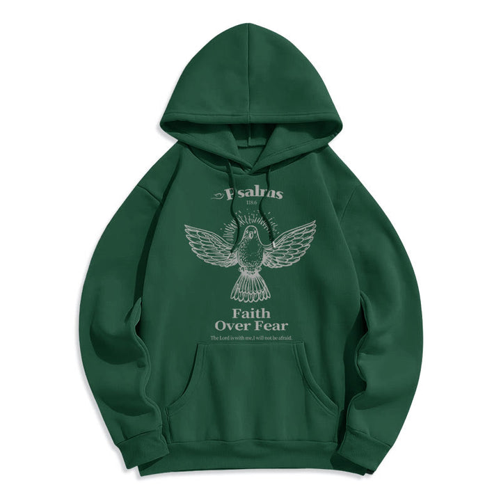 Sweat à capuche en polyester doublé polaire avec citation classique « La foi plutôt que la peur » de Christianartworkshop - Vert - 2XL - image 25