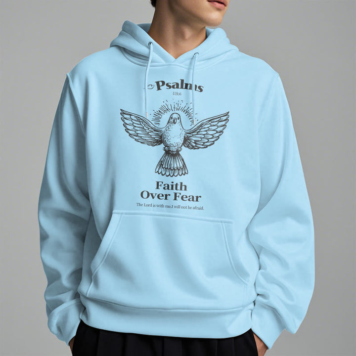 Sweat à capuche en polyester doublé polaire avec citation classique « La foi plutôt que la peur » de Christianartworkshop - image 1