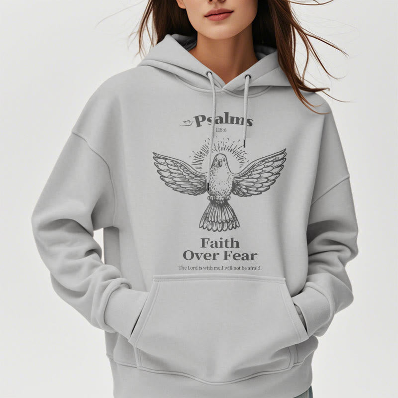 Sweat à capuche en polyester doublé polaire avec citation classique « La foi plutôt que la peur » de Christianartworkshop - image 33