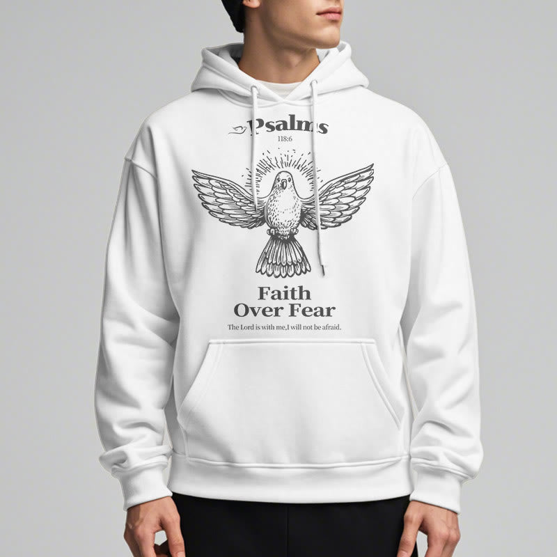 Sweat à capuche en polyester doublé polaire avec citation classique « La foi plutôt que la peur » de Christianartworkshop - image 13